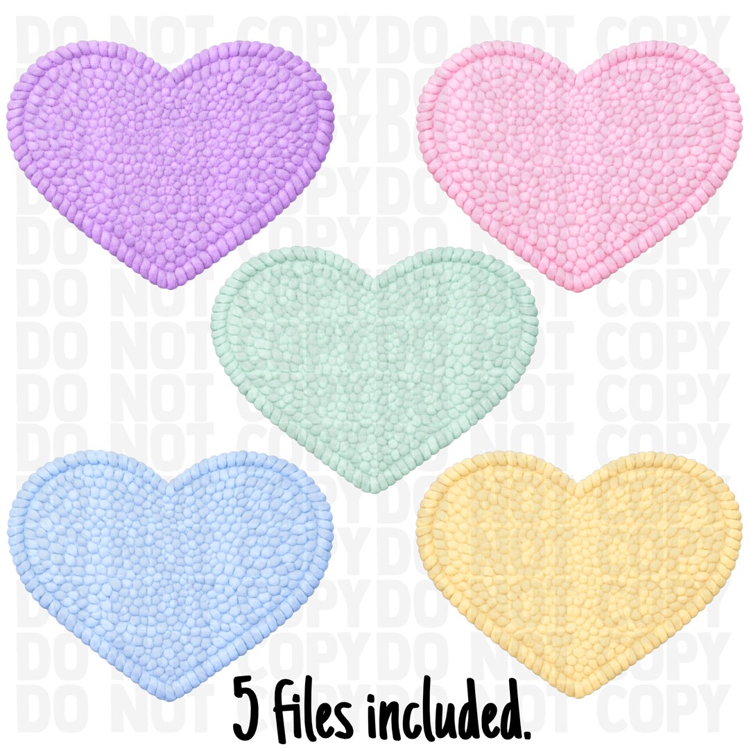 Faux Yarn Valentine Heart PNG Bundle | Pastel Conversation Hearts ...