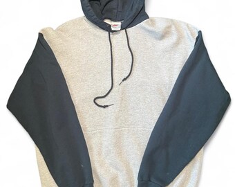Vintage jaren 80/90 Nike tweekleurige hoodie gemaakt in de VS, maat XXL