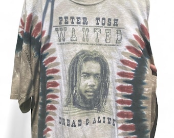 Peter Tosh Wanted Dread Or Alive 1980’s Vintage Zion Rootswear Ty Dye 2XL Shirt