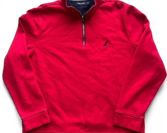 Rotes Nautica Quarter Zip Sweatshirt Größe L
