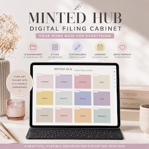 GoodNotes organisationssystem för iPad | Digitalt arkivskåp | ADHD-vänlig flexibel livsorganisatör hyperlänkad