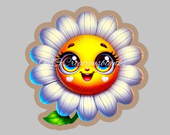 Daisy Flower Acrylic Blank: Badge Reel blank & Vinyl Decal