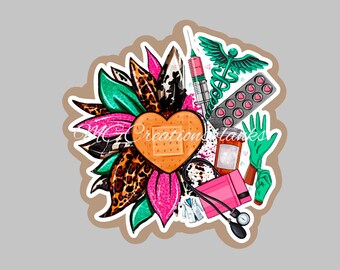 Medical Sunflower acrylic blanks for badge reels & vinyl decal, sunflower DIY acrylic blank, Nurse badge reel supplies