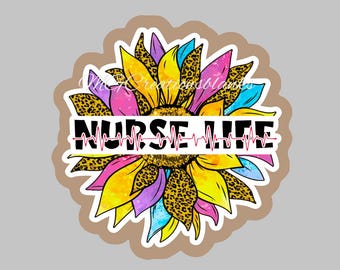 Nurse Life Sunflower acrylic blanks for badge reels & vinyl decal, nurse DIY acrylic blank, nurse craft blank, Nurse badge reel supplies