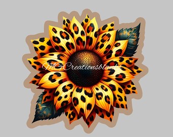 Leopard Sunflower Acrylic Blank: DIY Badge Reel blank & Vinyl Decal