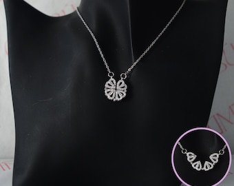 Convertible Clover Heart Necklace – Crystal Stainless Steel Pendant