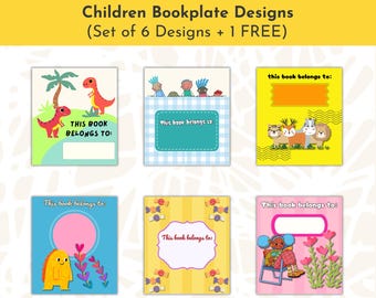 Printable "This Book Belongs To" Children Bookplate Designs (PDF) | 6 + 1 Free Designs