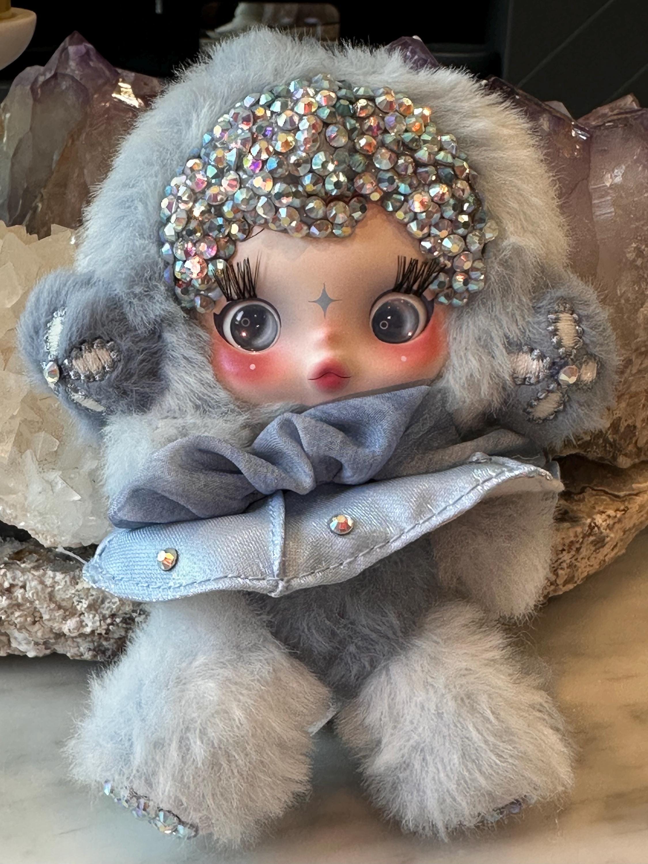 Custom Skull Panda Plush Doll – Glass Rhinestone Embellished