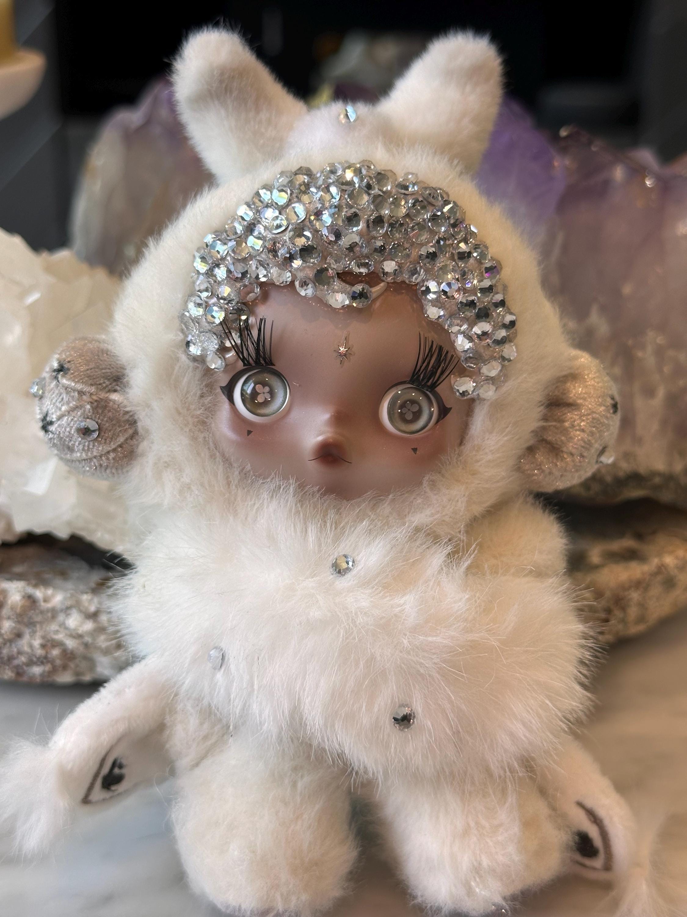 SKULLPANDA custom ーウニコー Custom Skull Panda Doll – Glass Rhinestone Plush Display Piece - Etsy