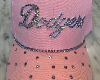 Gorras de béisbol de Los Ángeles/Dodgers con diamantes de imitación de vidrio personalizadas.