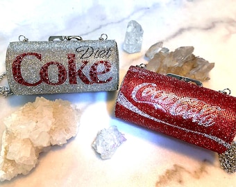 Custom Rhinestone Coca Cola / Diet Coke mini Clutch.