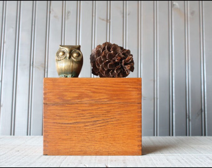 Oak Recipe Box // Card Catalog Etsy
