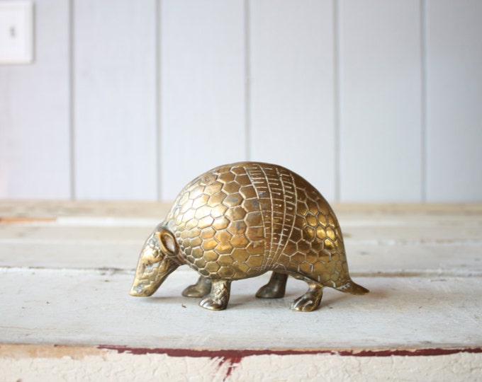 Vintage Brass Armadillo // Solid Brass Etsy