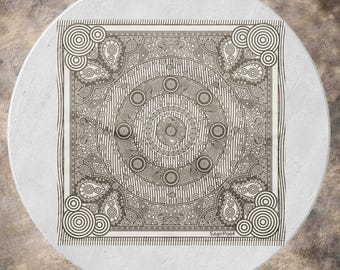 Concentric Paisley Bandana: Zen Garden Geometric Head Wrap – Boho Earth Tone Scarf
