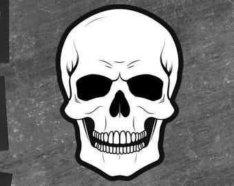 Skeleton Biker Decal: Skull Motorcycle Sticker, Gothic Punk Vinyl Laptop Toolbox Helmet