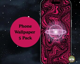 Pink Cosmic Burst Phone Wallpaper Pack: Magenta Galaxy Abstract Art (5 PNG Digital Download)