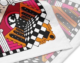 Psychedelic Geometric Bandana: Trippy Optical Illusion Head Wrap, Rave Accessory, Wearable Art