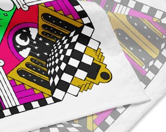 Psychedelic Festival Bandana: Trippy Head Wrap, EDM Outfit Accessory, Wearable Art