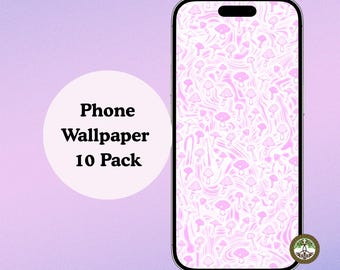 Fairycore Mushroom Phone Wallpaper Pack: Pink, Purple, Cottagecore (10 PNG Digital Download)