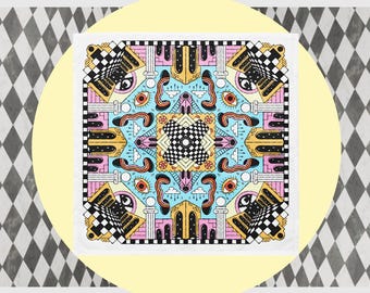 Backrooms Inspired Bandana Dreamcore Scarf Weirdcore Art Liminal Space Fashion Psychedelic Wearable Art