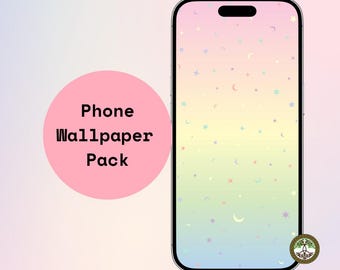 Cutecore Phone Wallpaper, Pastel Star Phone Wallpaper, iPhone Background, Pastel Phone Background, Digital Download