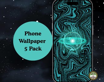 Light Blue Liquify Space Wallpaper Cosmic Phone Background Sky Blue Galaxy Lockscreen (5 PNG Digital Download)