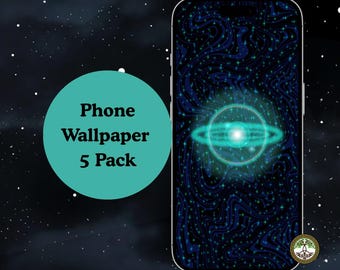Cosmic Distortion Phone Wallpaper Pack: Blue Galaxy, Dark Abstract Art (Digital Download)
