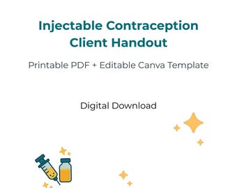 Folleto informativo para usuarias sobre anticonceptivos inyectables / PDF imprimible + plantilla editable de Canva / Educación sobre anticoncepción / Descarga digital