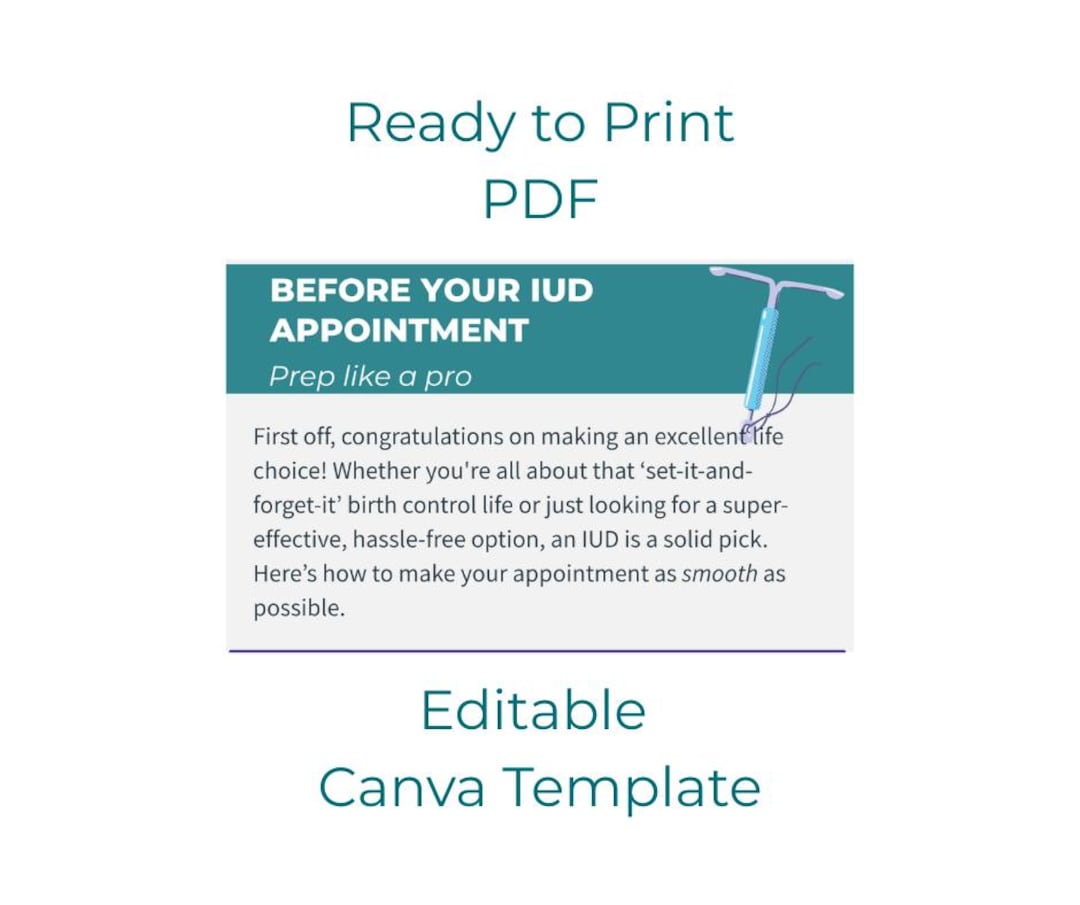 Before Your IUD Appointment Handout | Midwife & Clinic Resource (PDF ...