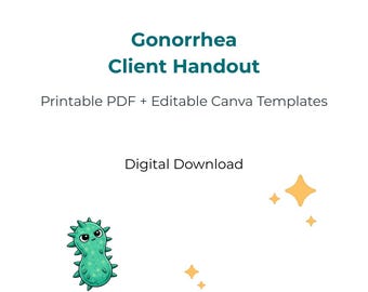 Folleto informativo para pacientes con gonorrea / PDF imprimible + plantilla editable de Canva / Recurso educativo sobre ITS / Descarga digital