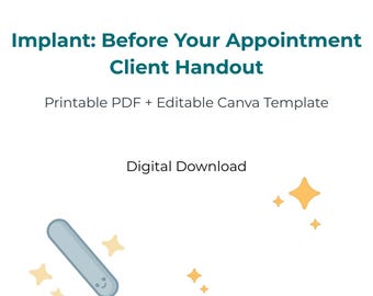 Birth Control Implant Before Your Appointment Handout | Printable PDF + Editable Canva Template | Nexplanon Prep Guide | Digital Download