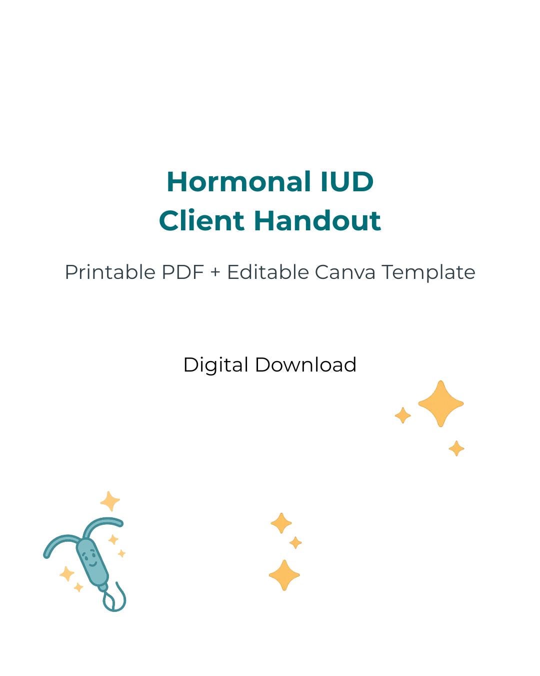 Hormonal IUD Client Handout | Printable PDF + Editable Canva Template ...