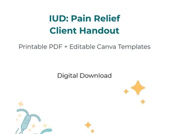 Folleto informativo para pacientes sobre el alivio del dolor del DIU / PDF imprimible + plantilla editable de Canva / Apoyo para el asesoramiento sobre el DIU / Descarga digital