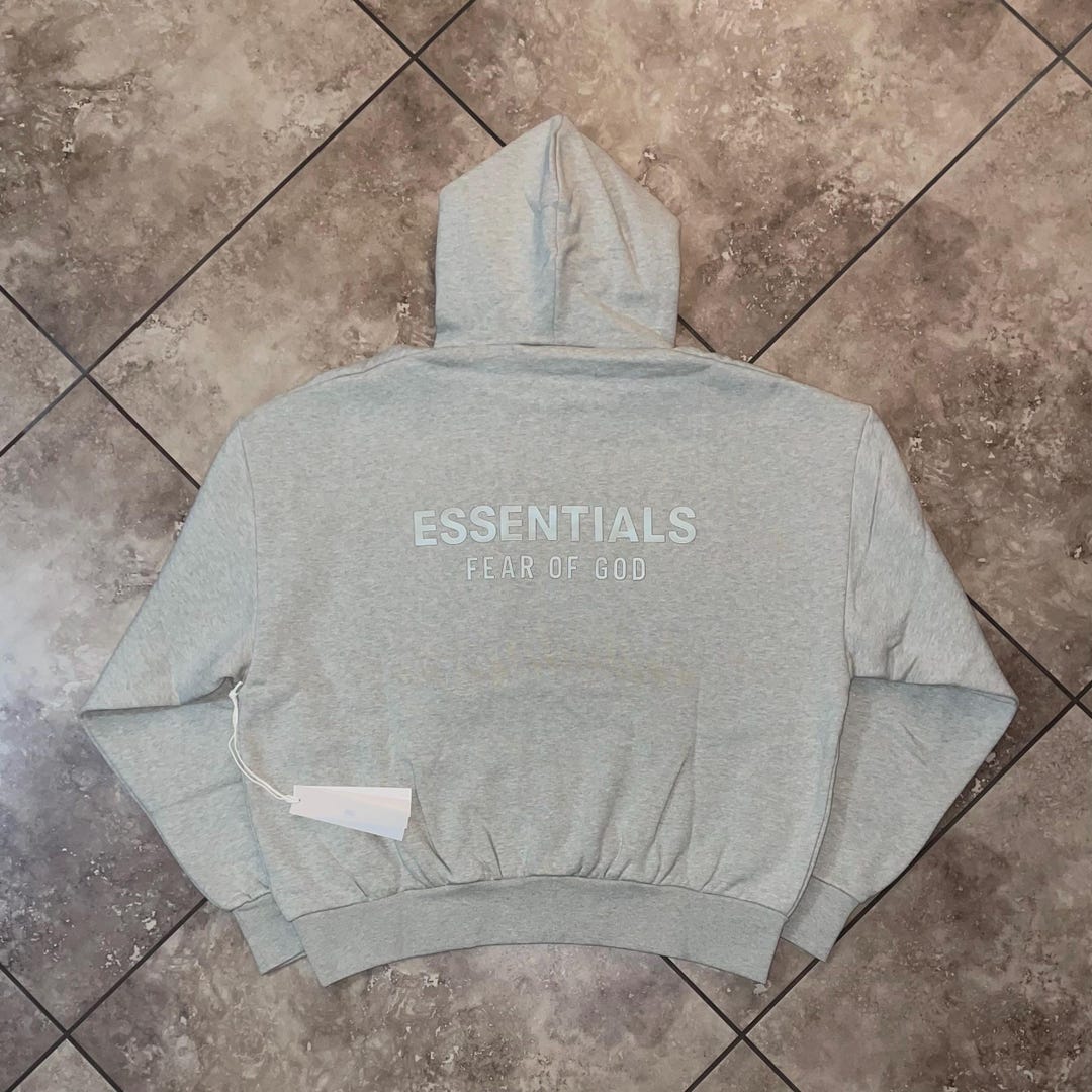 Fear of God Essentials Classic Hoodie Heather Stone SS25 Size Large - Etsy