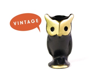 Walter Bosse Owl Candleholder - Vintage Mid Century Original Austrian 1960s Brass Owl Figurine