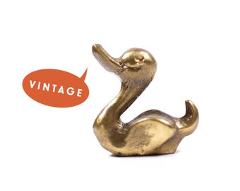 Walter Bosse Duck Figurine- Vintage Mid Century Original Austrian 1960s Brass Duck Miniature, Duck Lover Gift, Goose Gift, Brass Animal