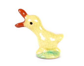 Walter Bosse Pottery Duck - Vintage Karlsruhe Majolika Original Bosse Mid Century Austria Bird Figure, Cute Mini Baby Bird Duckling Gift