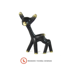 Walter Bosse Deer Figurine - Vintage Mid Century Original Austrian 1960s Brass Bambi Miniature