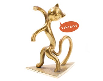 RARE Schweiger Cat Figurine - Vintage Austrian Hagenauer Modernist Brass Art Deco Brass Felix the Cat, Cat Lover Gift, Mini Collectible Cat