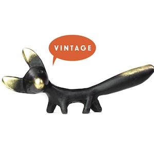 Walter Bosse Fox Figurine - Vintage Mid Century Original Austrian 1960s Brass Fox Figurine, Fox Gift, Fox Lover, Miniature Brass Fox