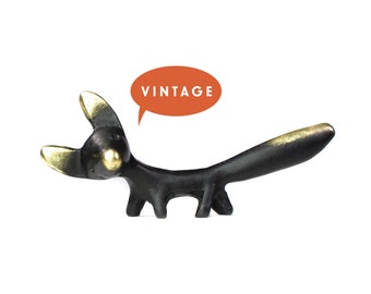 Walter Bosse Fox Figurine - Vintage Mid Century Original Austrian 1960s Brass Fox Figurine, Fox Gift, Fox Lover, Miniature Brass Fox