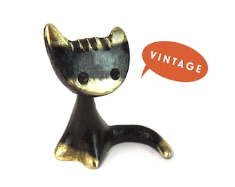 Walter Bosse Cat Figurine - Vintage Mid Century Cat, Walter Bosse Bronze Cat, Austria 50s Brass Mini Cat, Cat Lover Gift, Collectible Cat
