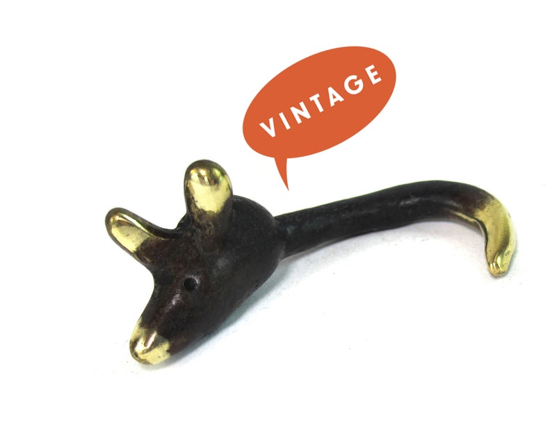 Walter Bosse Mouse Figurine Vintage Mid Century Original Austrian 1960s Brass Mouse Miniature image 1