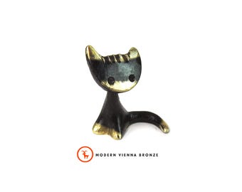 Walter Bosse Cat Figurine - Vintage Mid Century Cat, Walter Bosse Bronze Cat, Austria 50s Brass Mini Cat, Cat Lover Gift, Collectible Cat