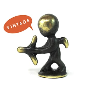 Walter Bosse Cupid Figurine - Vintage Mid Century Original Austrian 1960s Brass Angel Miniature Figurine