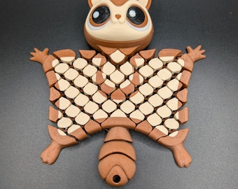 Flying Squirrel Articulated Fidget Toy 3D Printed Keychain