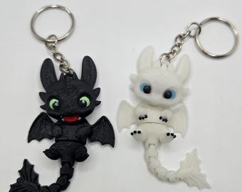 Dragon Articulated Fidget Multicolor 3D Printed Toy Keychain Glow In The Dark