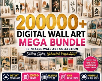 200000+ Digital Wall Art Bundle, Printable Wall Art, Gallery Wall Set, Eclectic & Maximalist, Instant Download