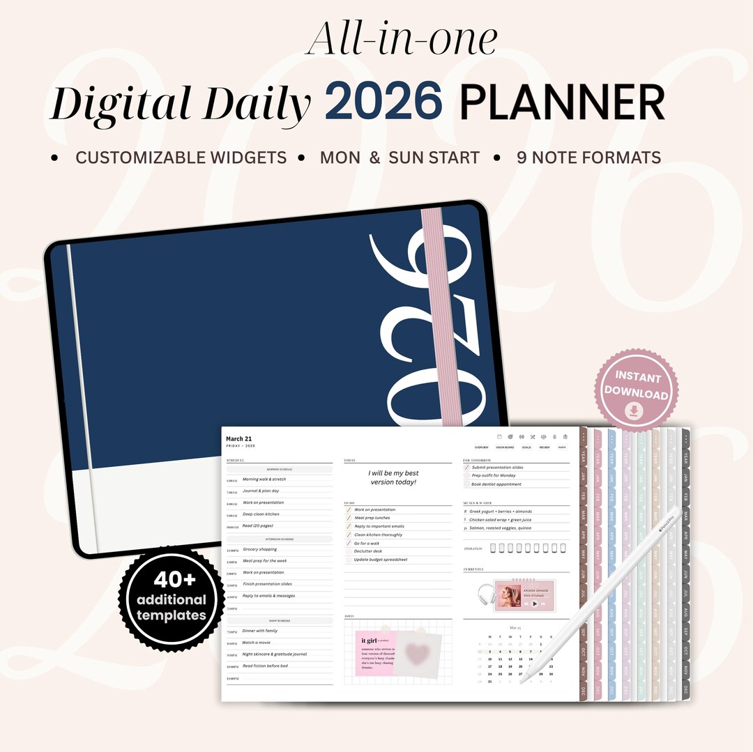 2026 Digital Daily Planner for Goodnotes, iPad (digital Download) - Etsy