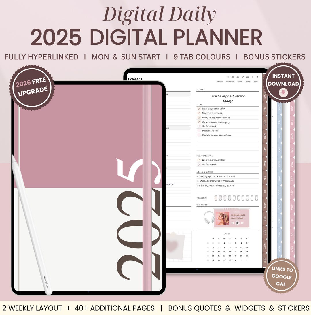 2025-2026 Digital Daily Planner: Hyperlinked, Goodnotes, Notability ...